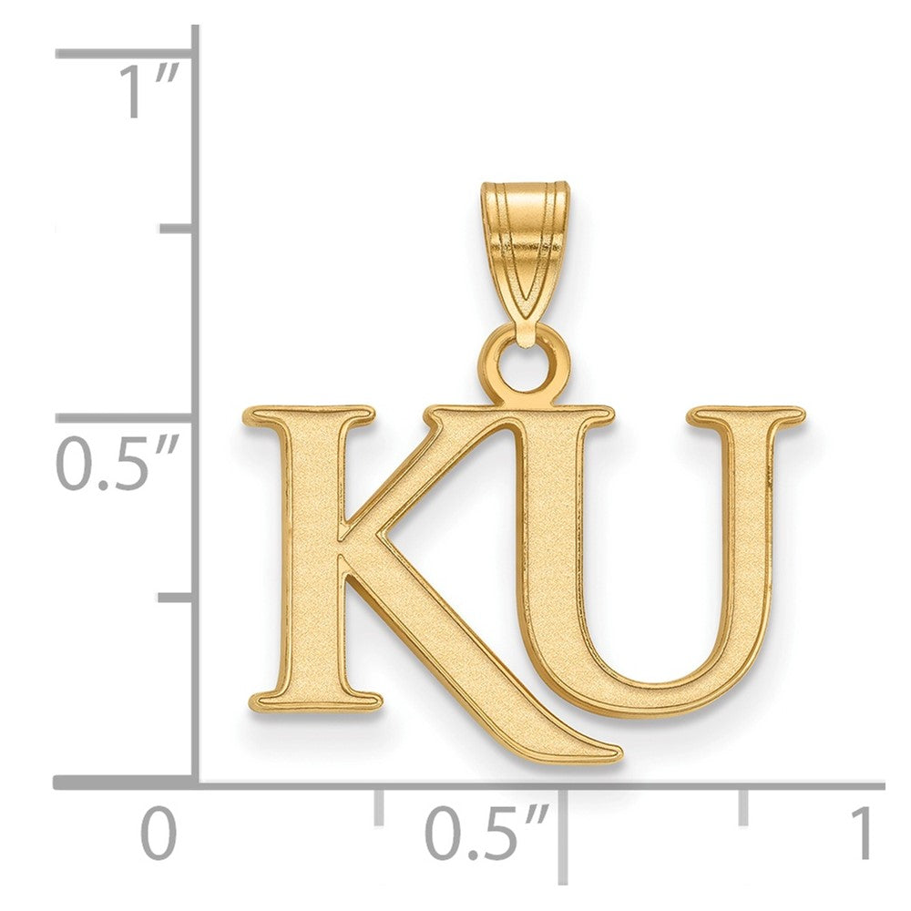 Gold Plated Sterling Silver Logoart University Of Kansas K U Small Pendant