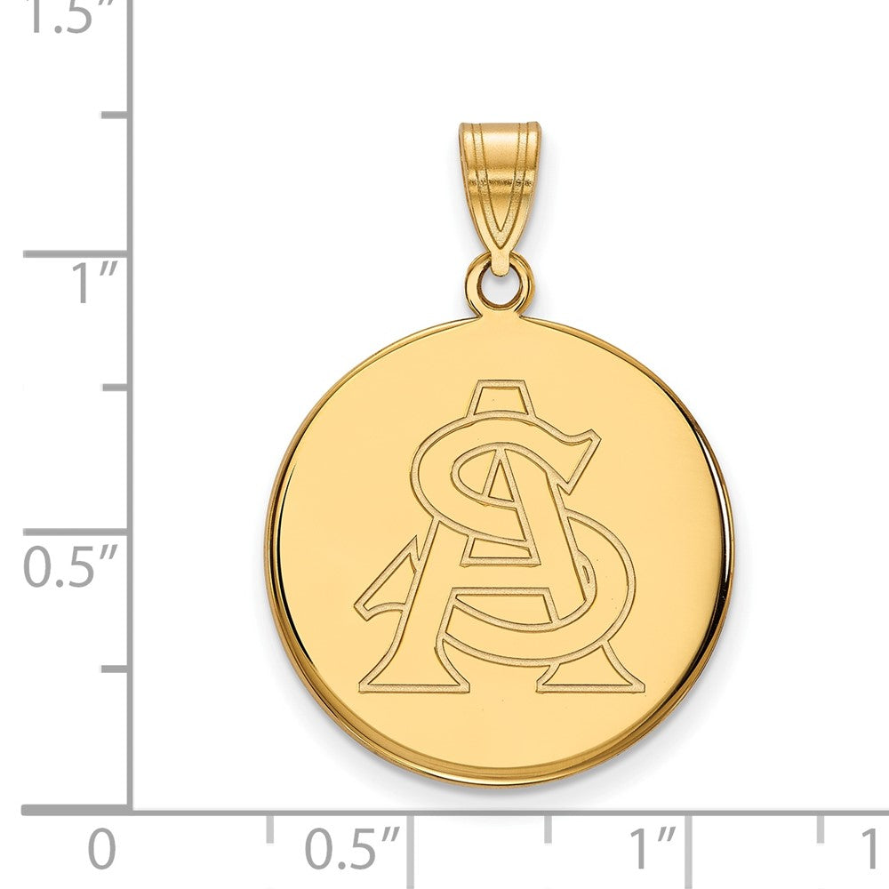 14K Yellow Gold Logoart Arizona State University A S Large Disc Pendant
