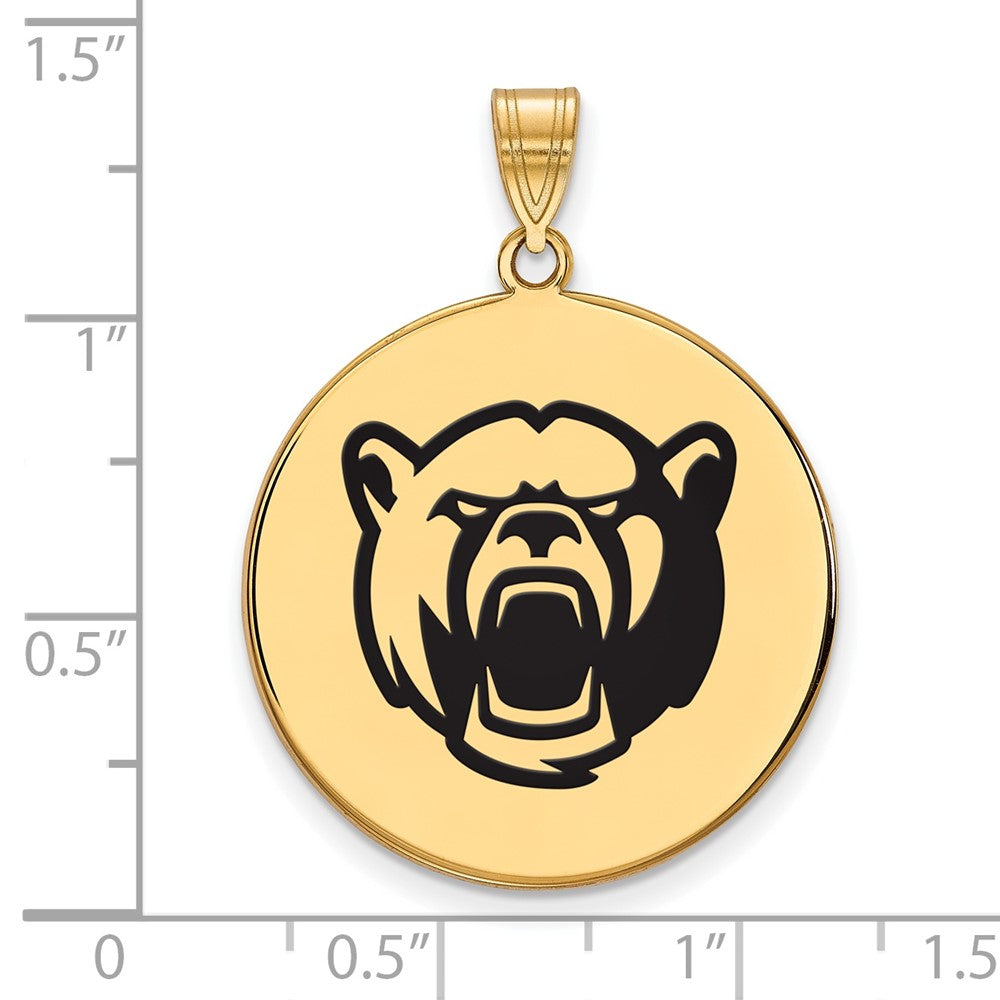 Gold Plated Sterling Silver Logoart Baylor University Extra Large Enameled Disc Pendant