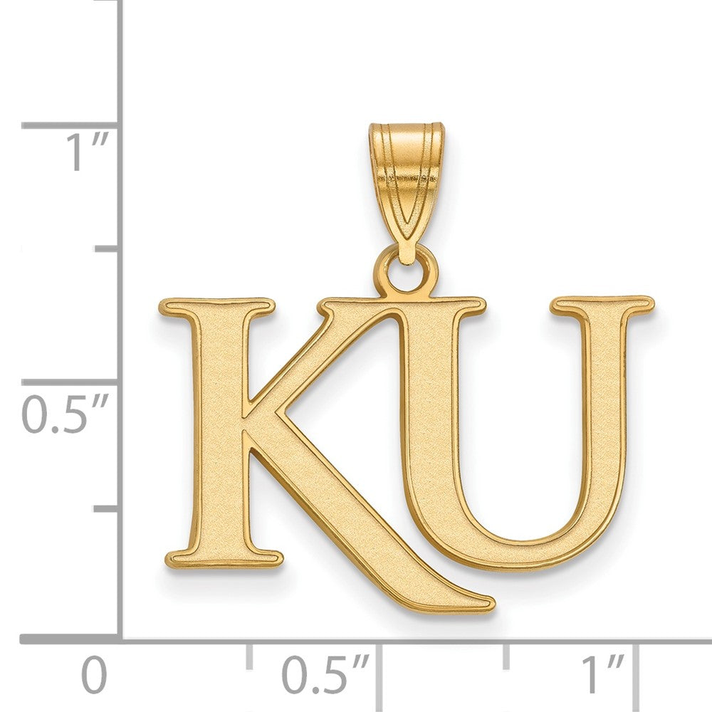 Gold Plated Sterling Silver Logoart University Of Kansas K U Medium Pendant