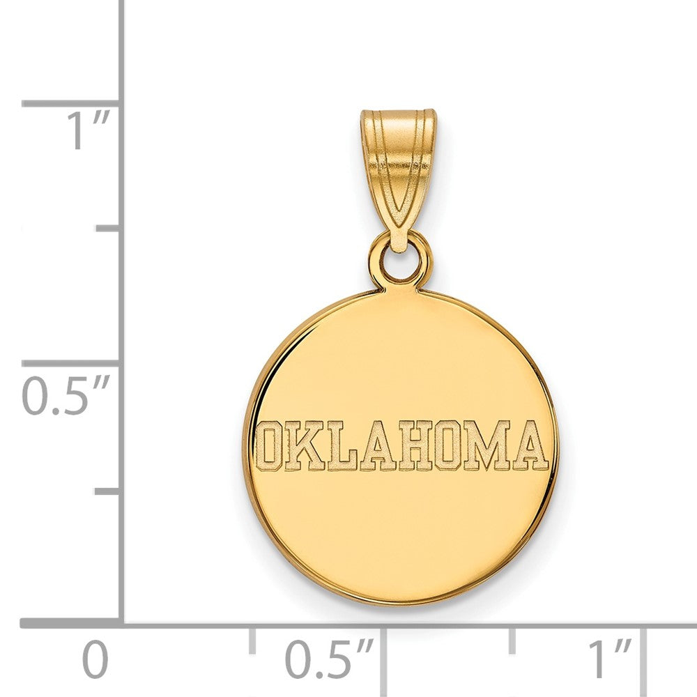 10K Yellow Gold Logoart University Of Oklahoma Medium Disc Pendant