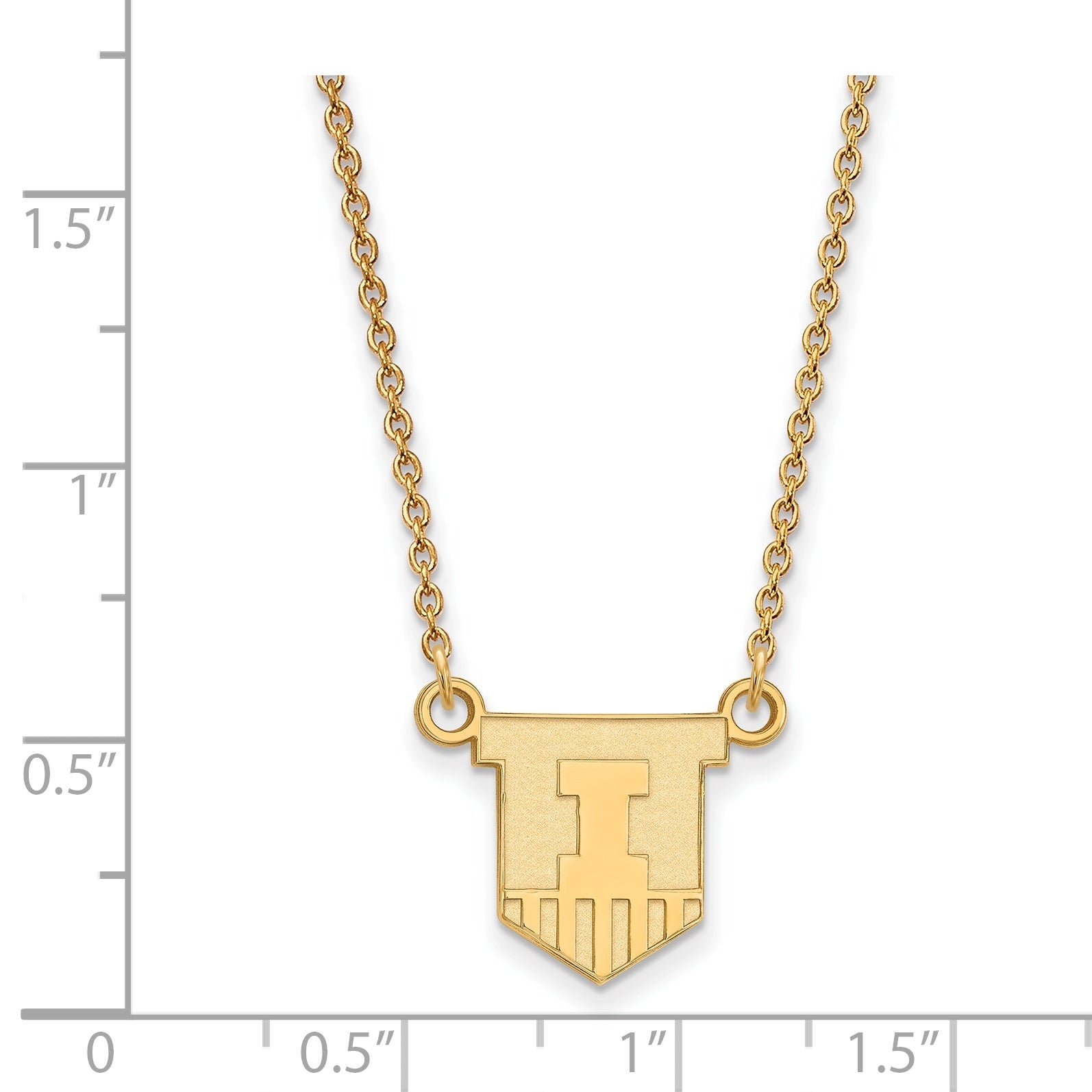 Gold Plated Sterling Silver Logoart University Of Illinois Victory Badge Small Pendant 18 Inch Necklace