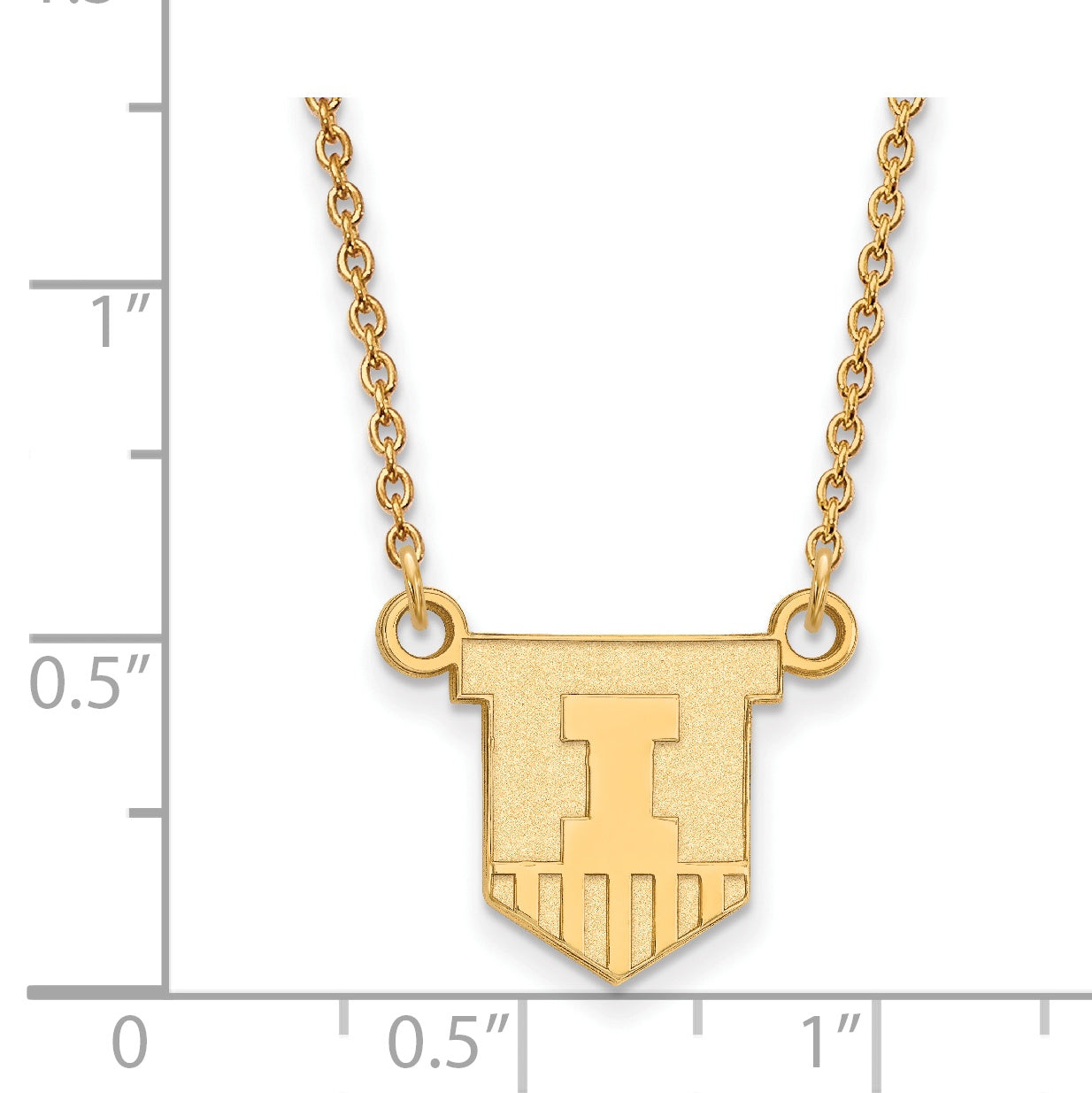 14K Yellow Gold Logoart University Of Illinois Victory Badge Small Pendant 18 Inch Necklace