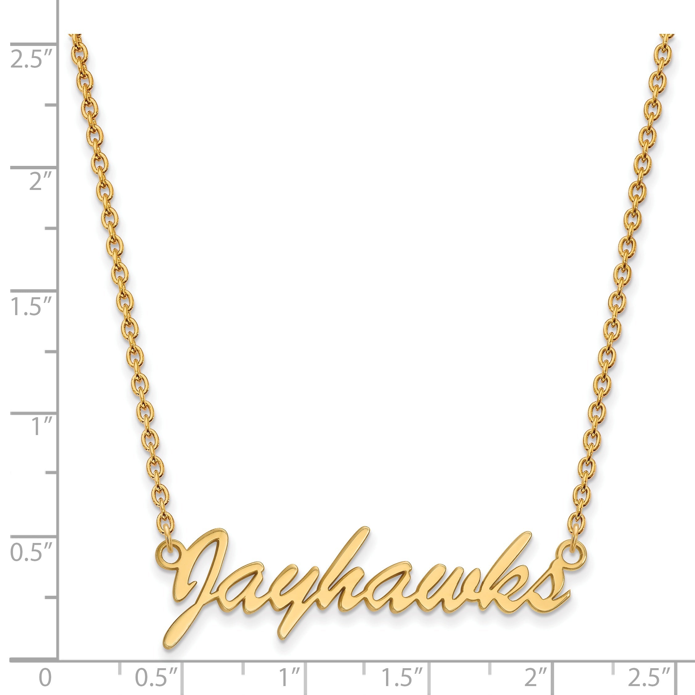 Gold Plated Sterling Silver Logoart University Of Kansas Jayhawks Script Pendant 18 Inch Necklace
