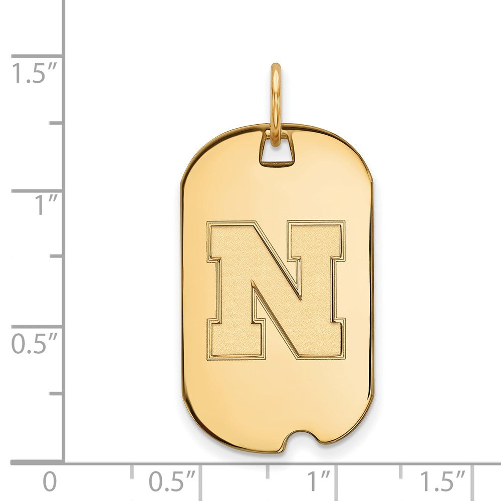 14K Yellow Gold Logoart University Of Nebraska Letter N Small Dog Tag Pendant