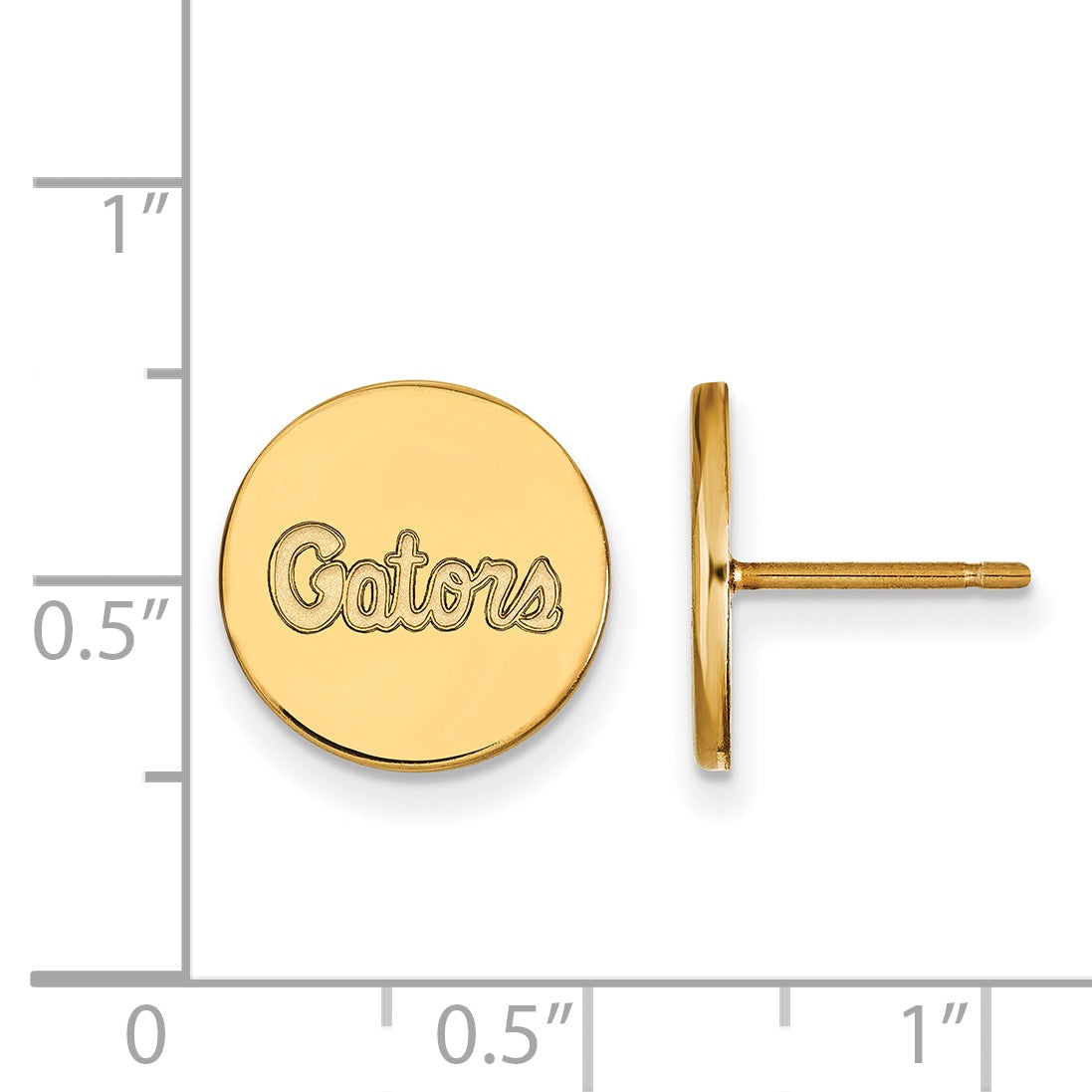 Gold Plated Sterling Silver Logoart University Of Florida Gators Script Small Disc Post Earrings