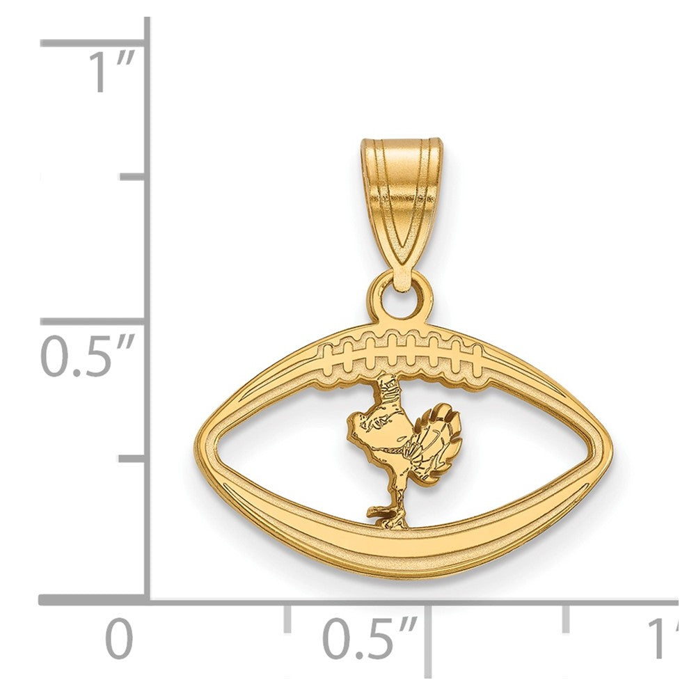 Gold Plated Sterling Silver Logoart Virginia Tech Hokiebird Football Pendant