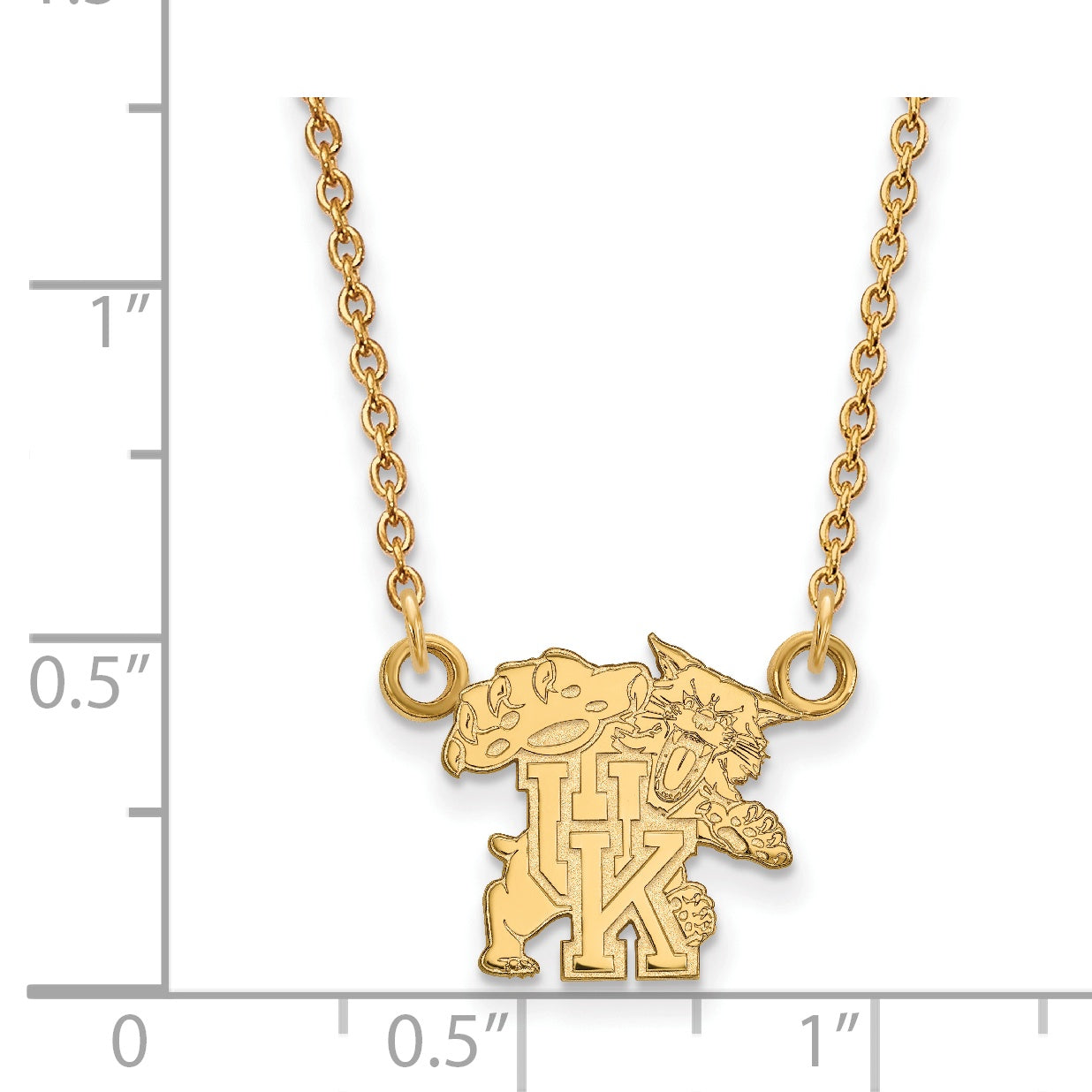 14K Yellow Gold Logoart University Of Kentucky U K Wildcat Small Pendant 18 Inch Necklace