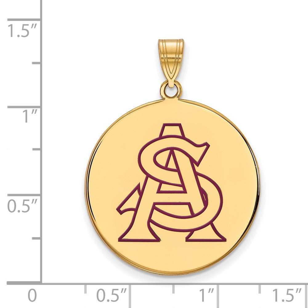 Gold Plated Sterling Silver Logoart Arizona State University A S Extra Large Enameled Disc Pendant
