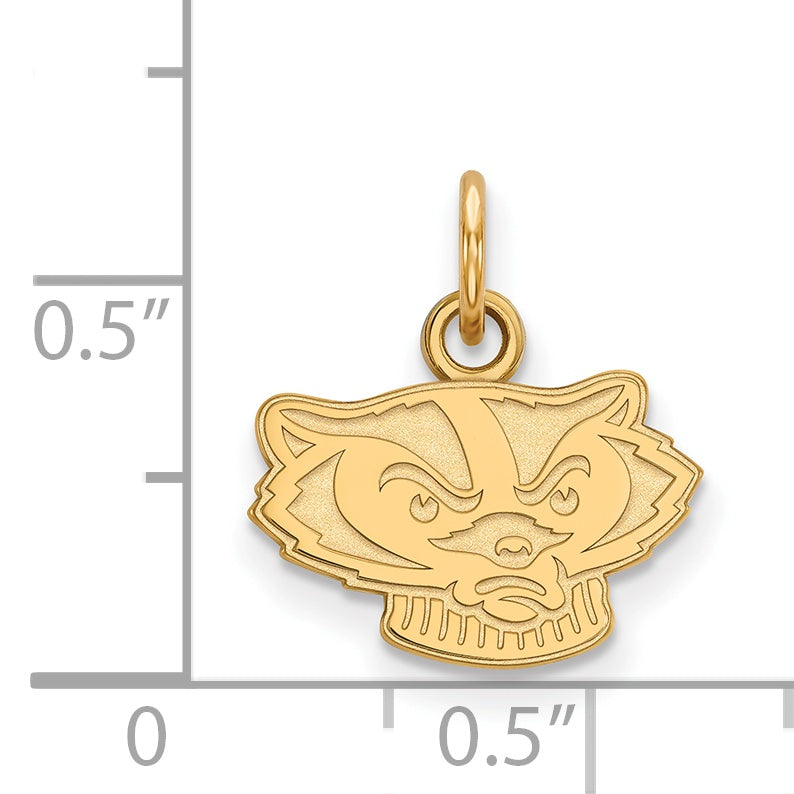 14K Yellow Gold Logoart University Of Wisconsin Badger Extra Small Pendant