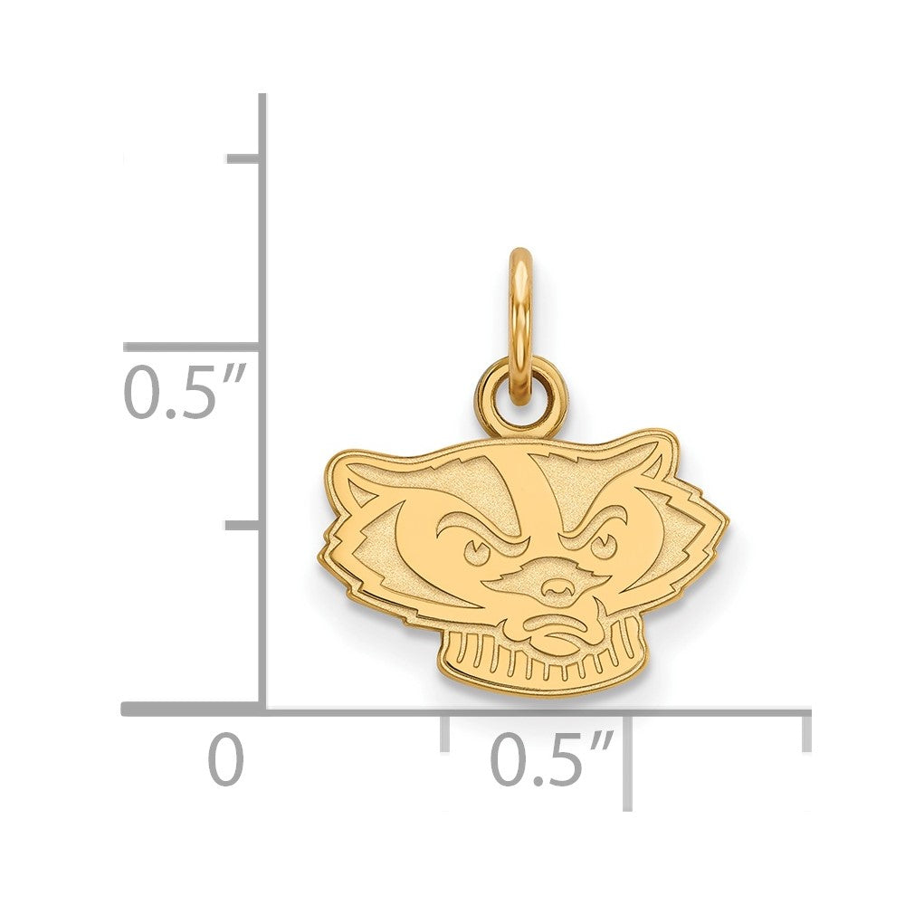10K Yellow Gold Logoart University Of Wisconsin Badger Extra Small Pendant