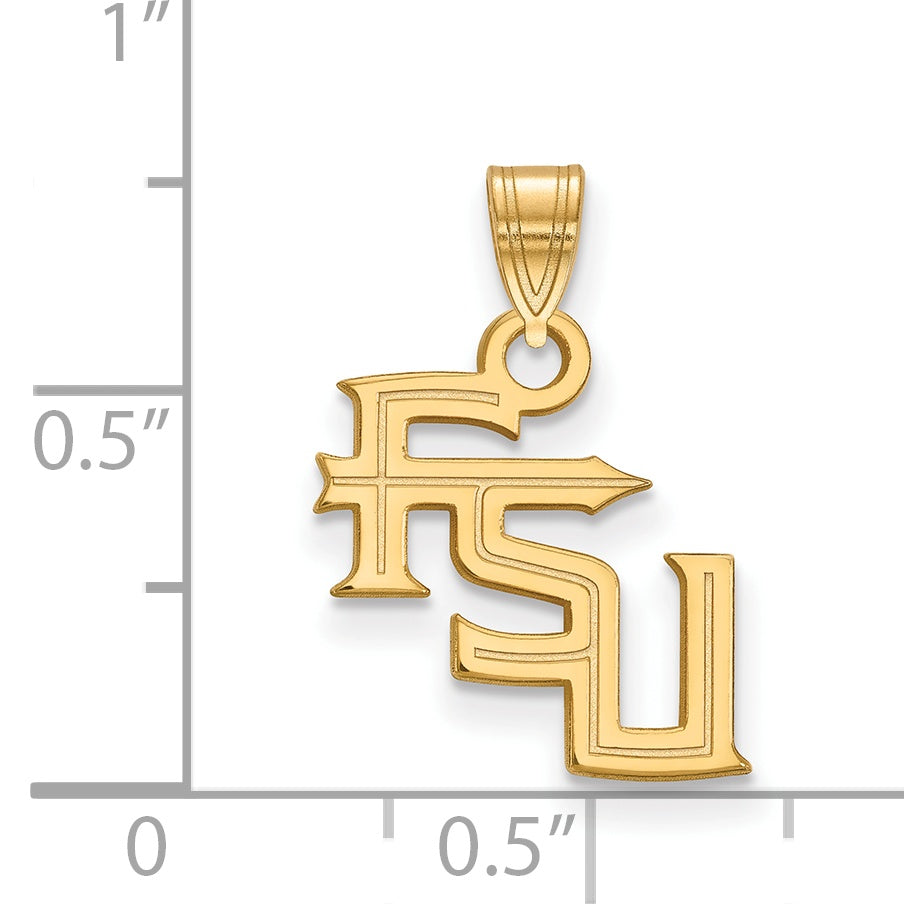 Gold Plated Sterling Silver Logoart Florida State University F S U Small Pendant