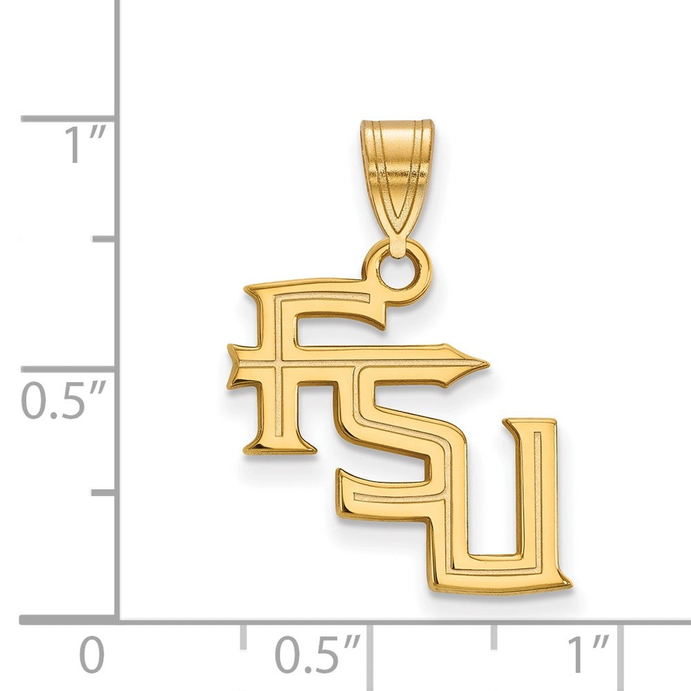 Gold Plated Sterling Silver Logoart Florida State University F S U Medium Pendant