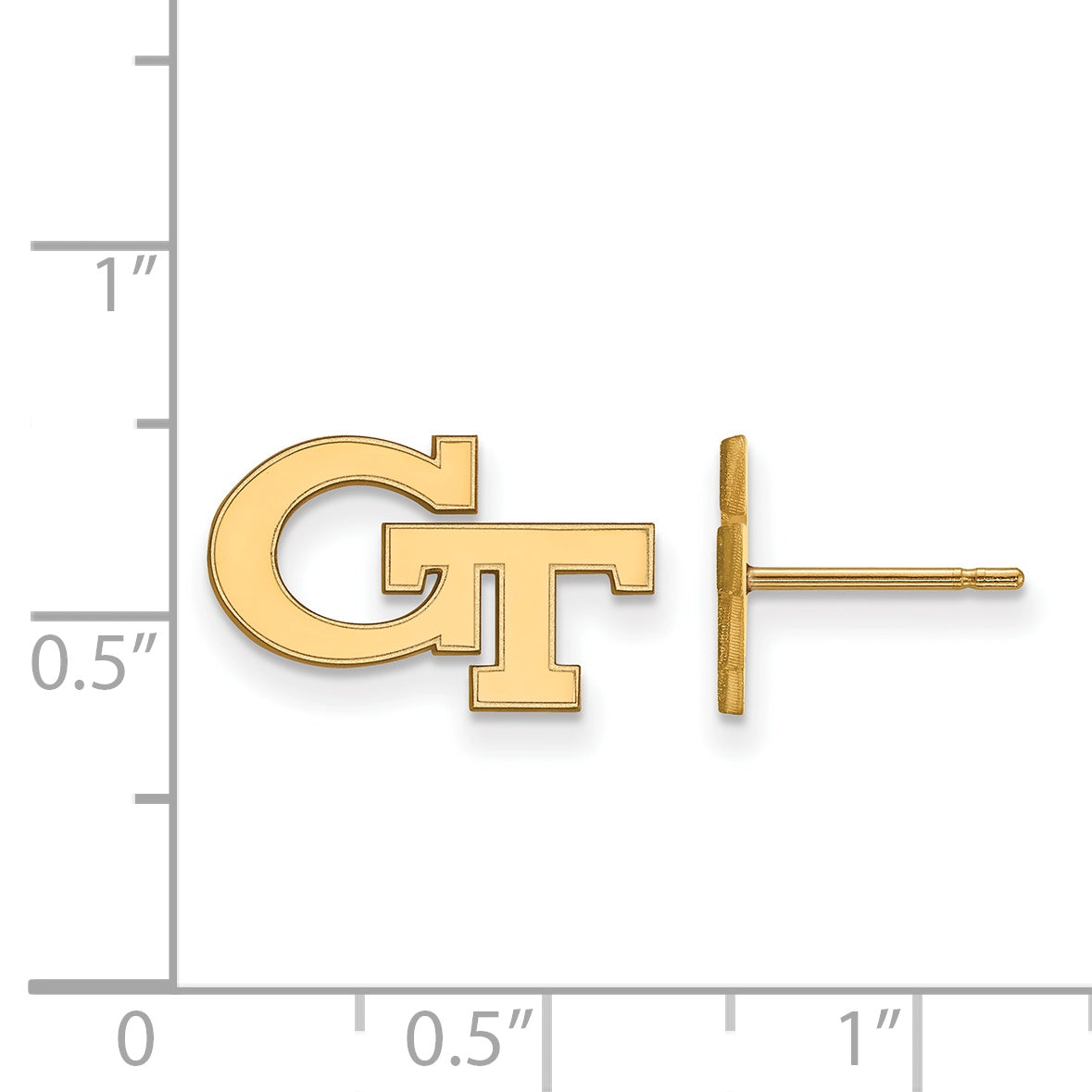 Gold Plated Sterling Silver Logoart Georgia Institute Of Technology G T Extra Small Post Earrings