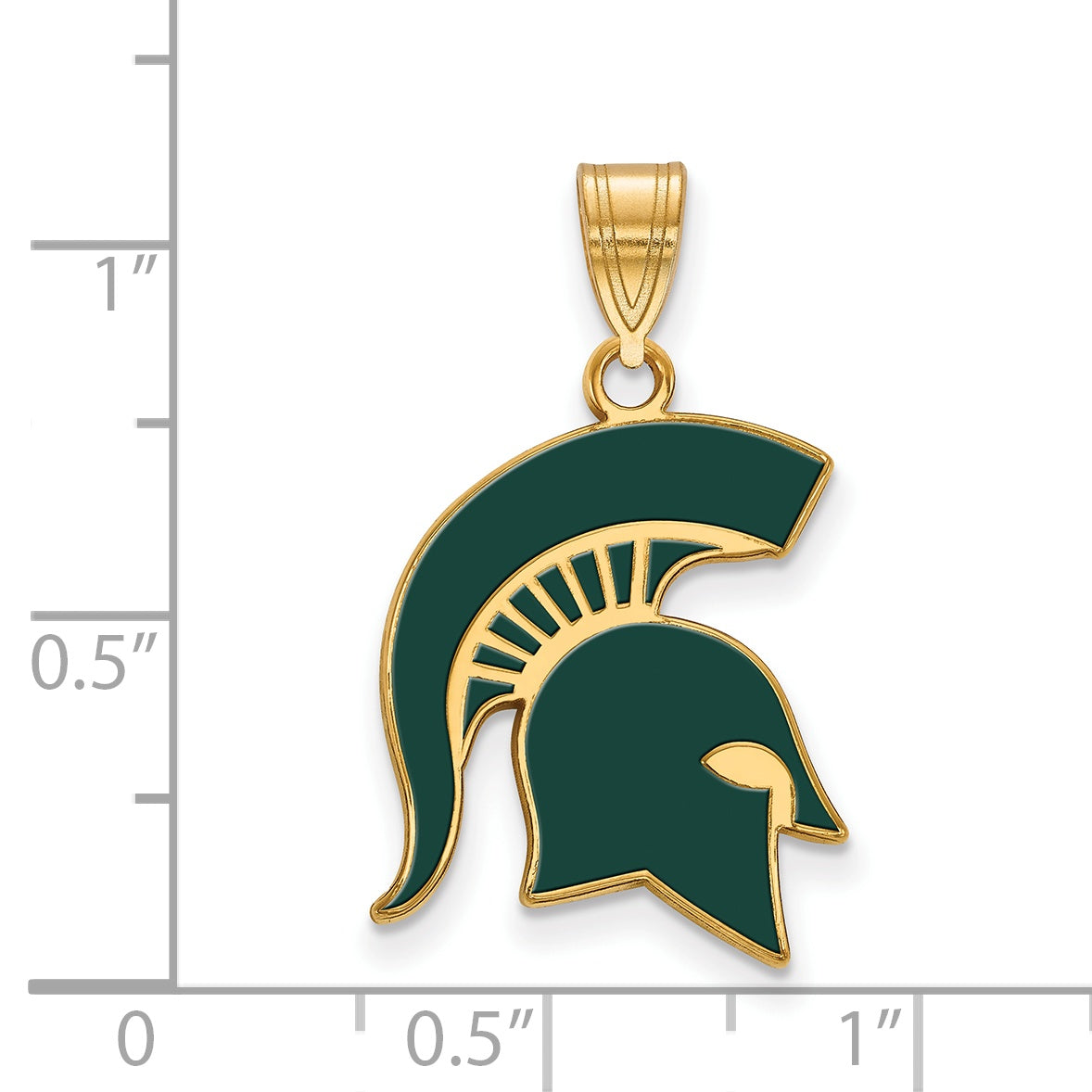 Gold Plated Sterling Silver Logoart Michigan State University Spartan Large Enameled Pendant