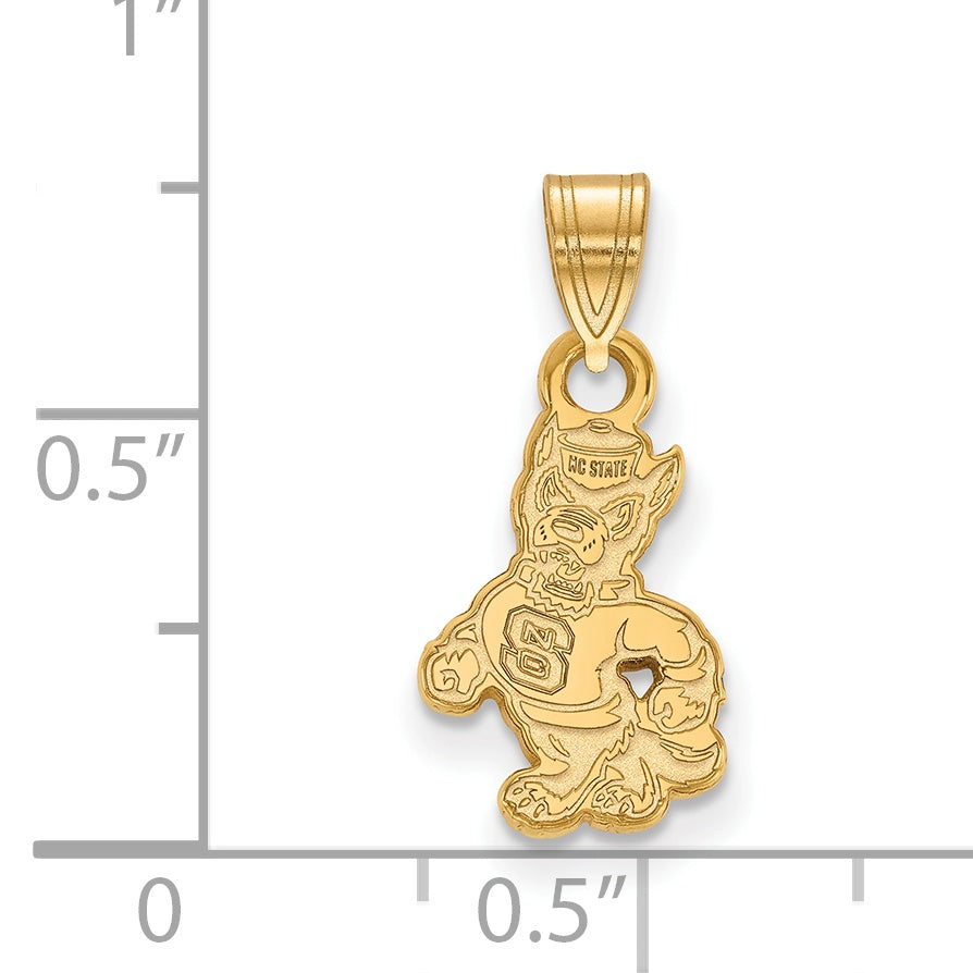 14K Yellow Gold Logoart North Carolina State University Wolf Small Pendant