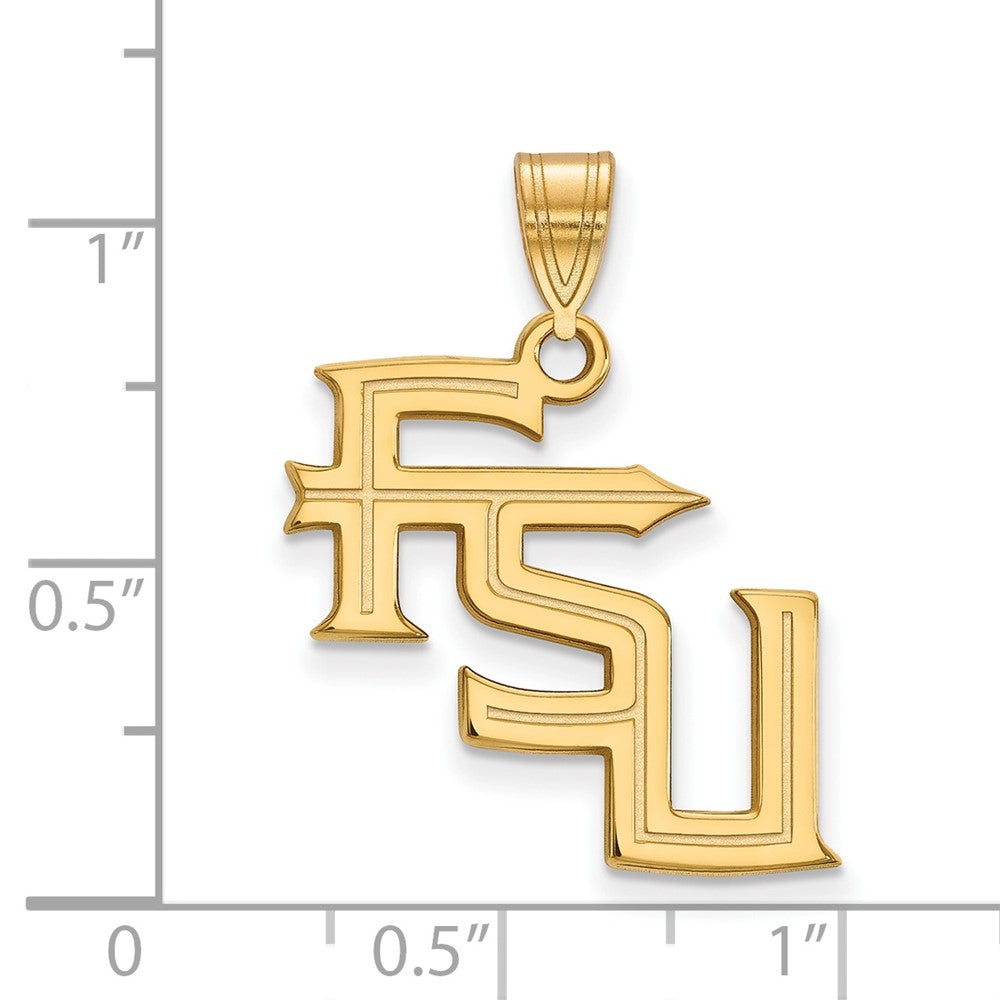 Gold Plated Sterling Silver Logoart Florida State University F S U Large Pendant
