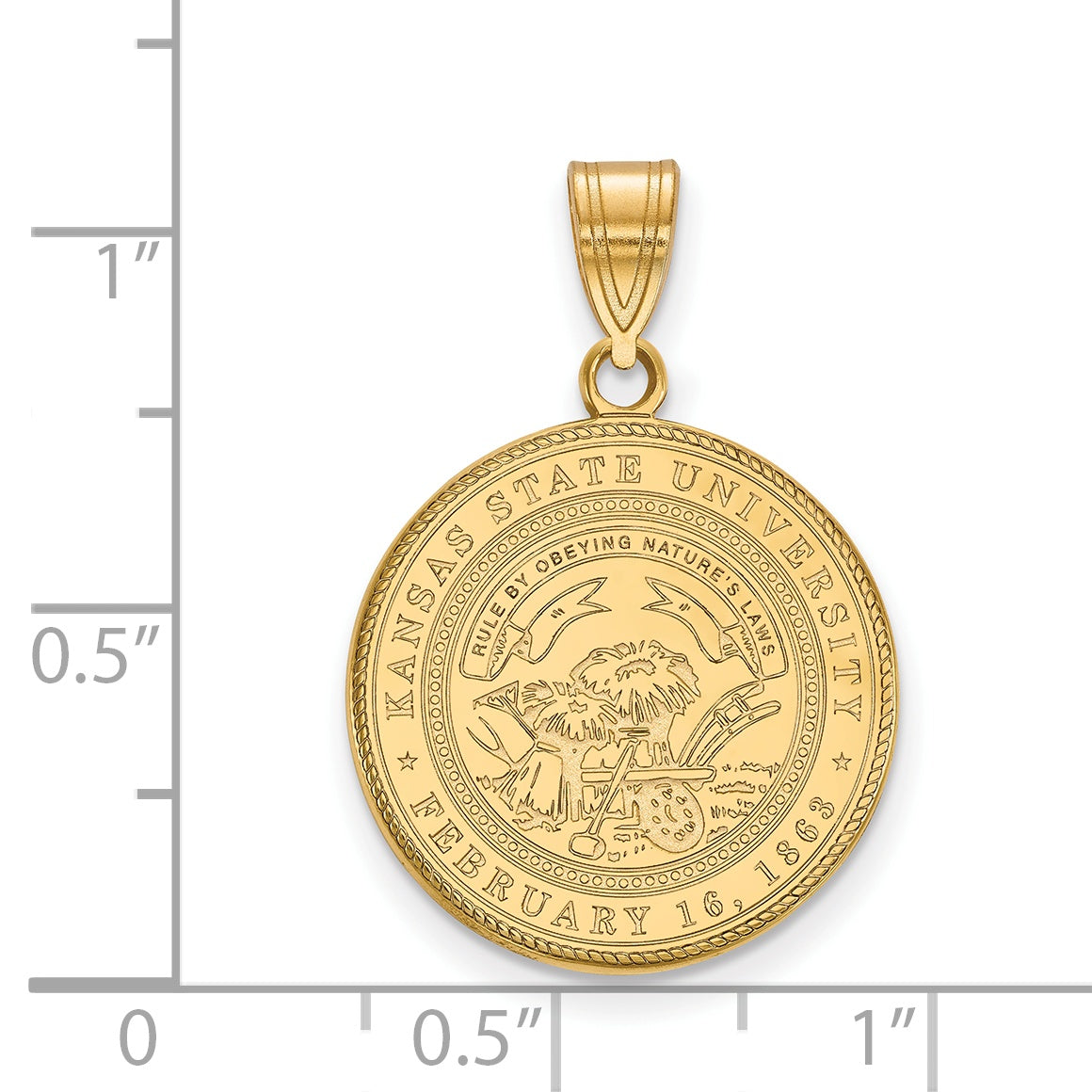Gold Plated Sterling Silver Logoart Kansas State University Large Crest Pendant
