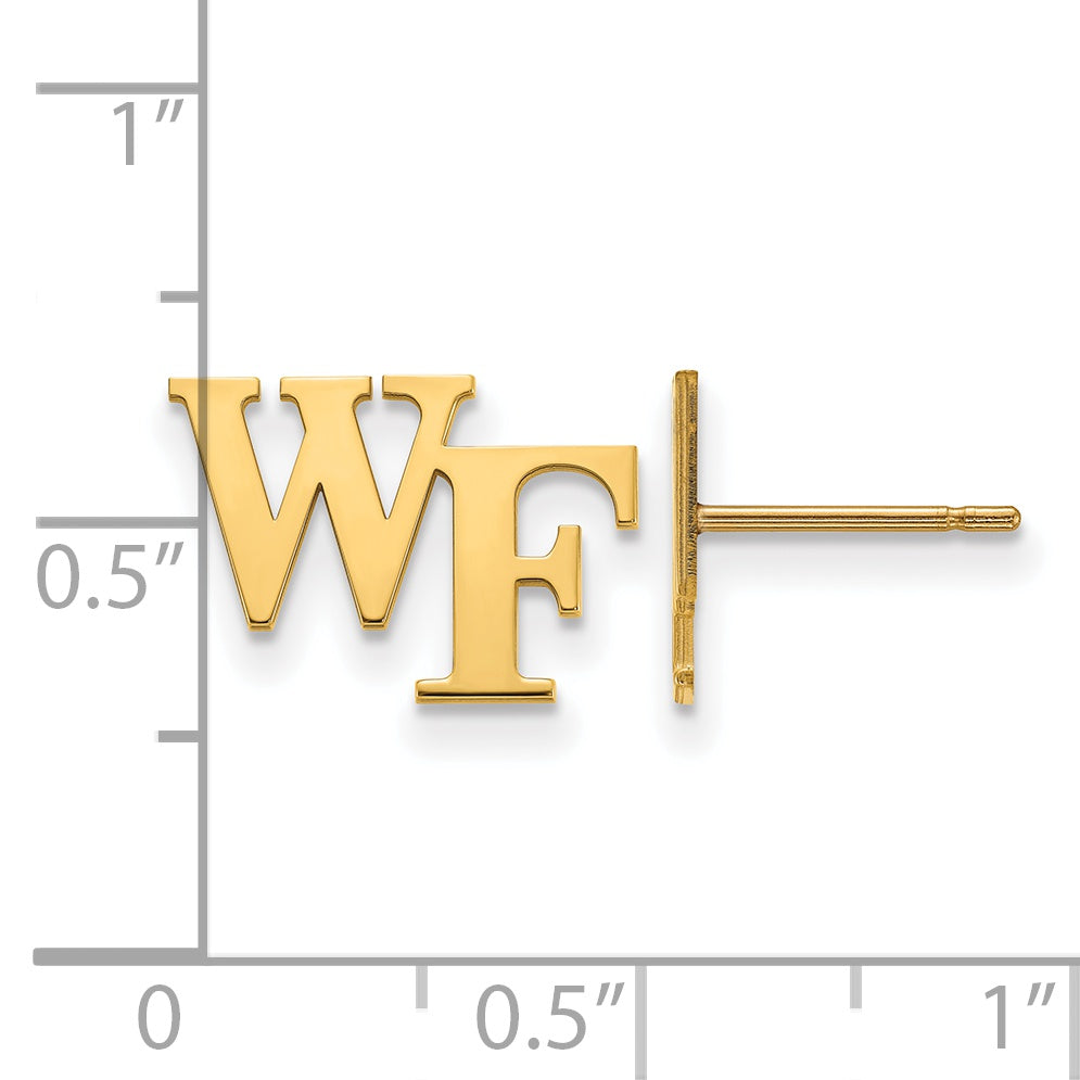 14K Yellow Gold Logoart Wake Forest University W F Extra Small Post Earrings