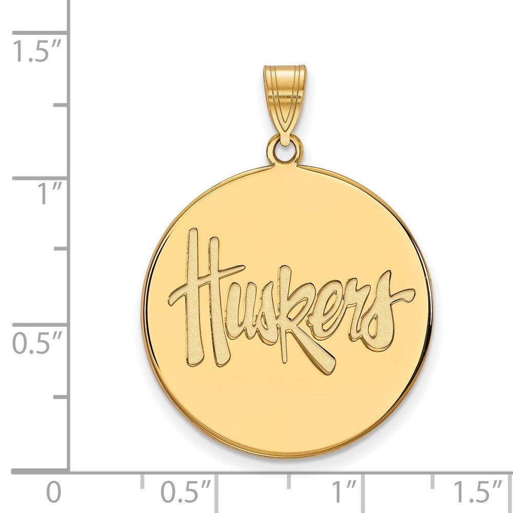 14K Yellow Gold Logoart University Of Nebraska Huskers Extra Large Disc Pendant