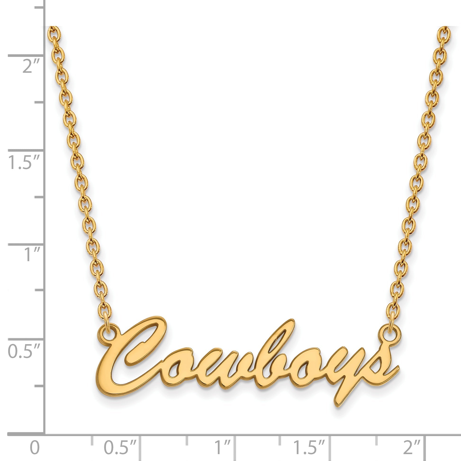Gold Plated Sterling Silver Logoart Oklahoma State University Cowboys Script Medium Pendant 18 Inch Necklace