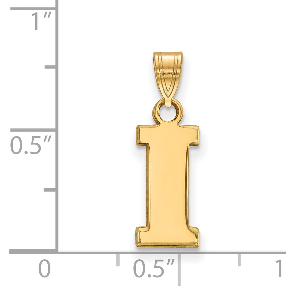 Gold Plated Sterling Silver Logoart University Of Iowa Letter I Small Pendant