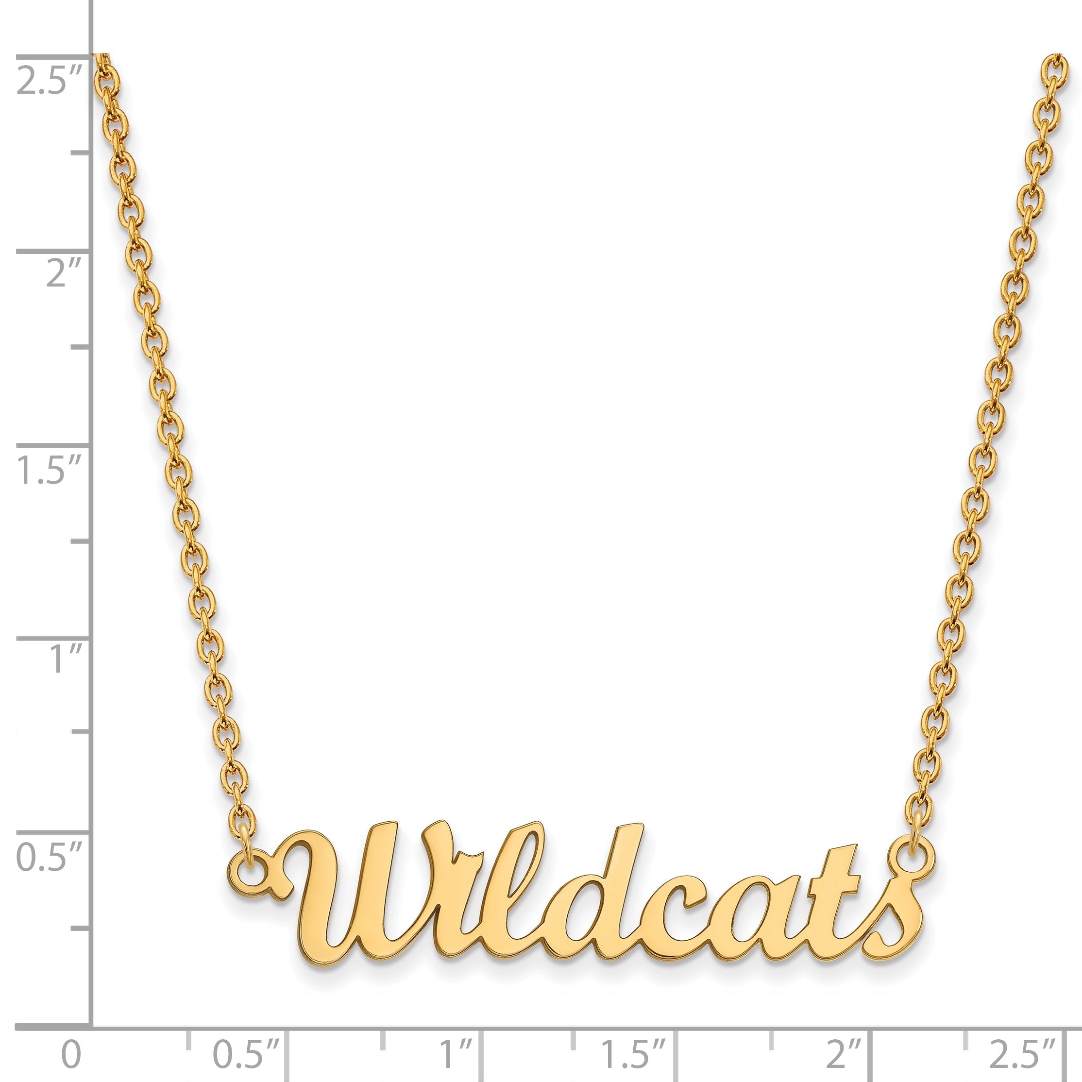 Gold Plated Sterling Silver Logoart Kansas State University Wildcats Script Medium Pendant 18 Inch Necklace