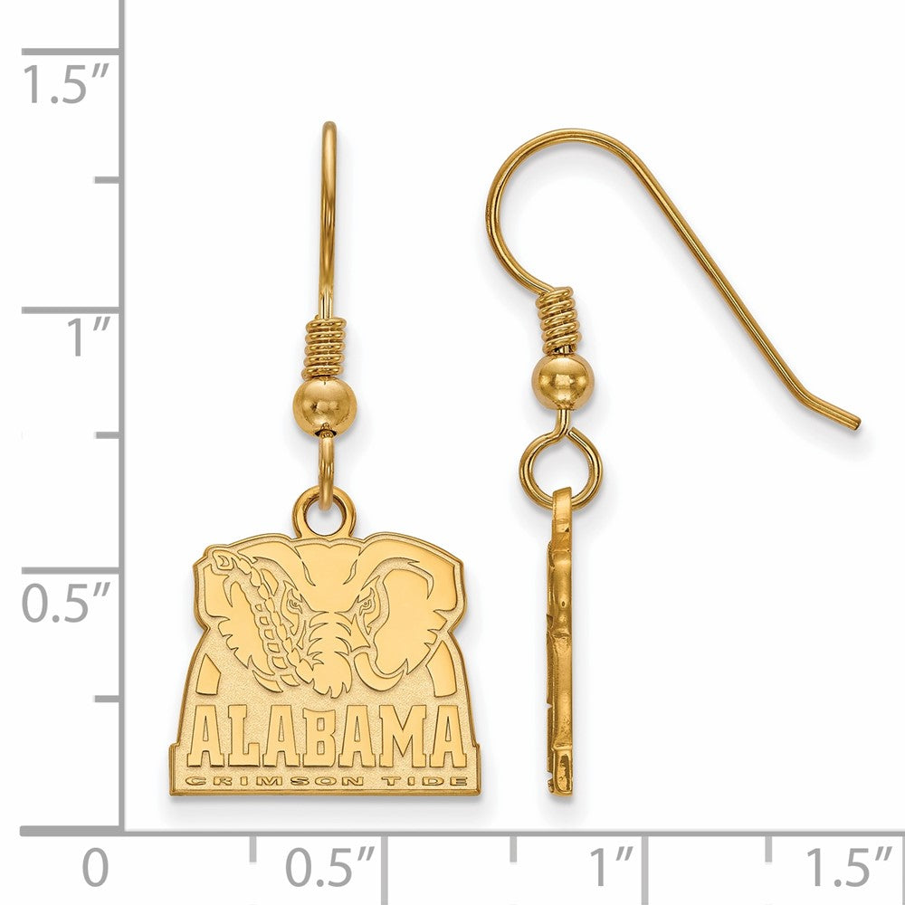 Gold Plated Sterling Silver Logoart University Of Alabama Elephant Small Dangle Wire Earrings