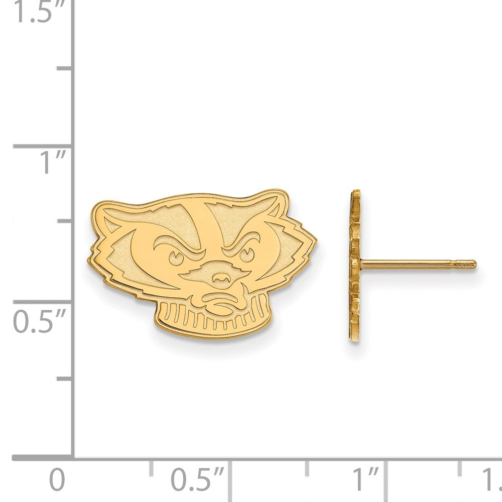 10K Yellow Gold Logoart University Of Wisconsin Badger Small Post Earrings
