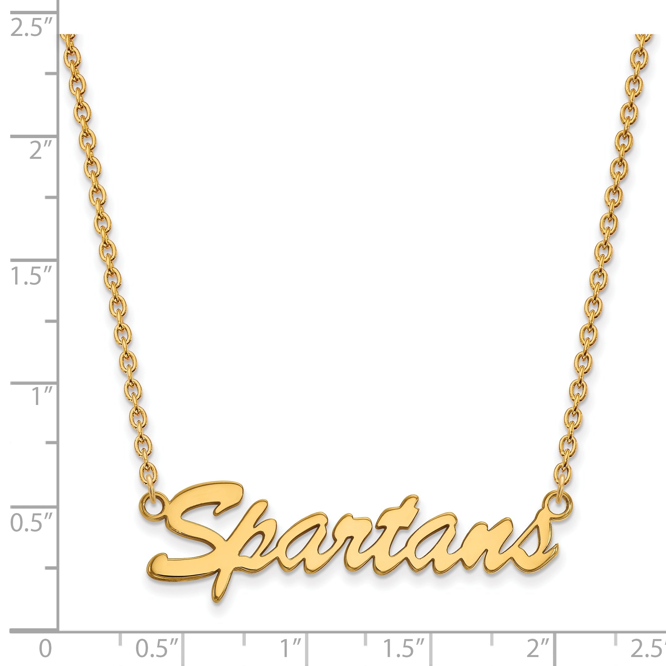 Gold Plated Sterling Silver Logoart Michigan State University Spartans Script Medium Pendant 18 Inch Necklace