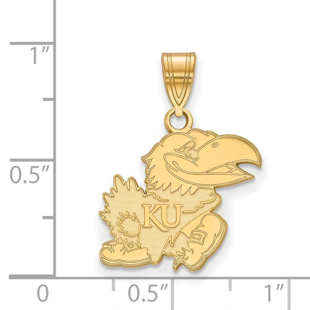 Gold Plated Sterling Silver Logoart University Of Kansas Jayhawk Medium Pendant