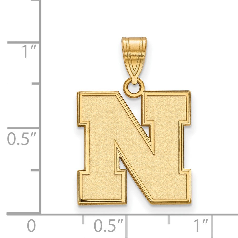 14K Yellow Gold Logoart University Of Nebraska Letter N Medium Pendant