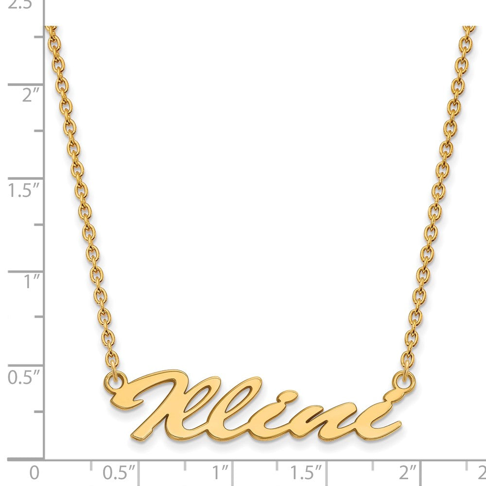 Gold Plated Sterling Silver Logoart University Of Illinois Medium Illini Script Pendant 18 Inch Necklace