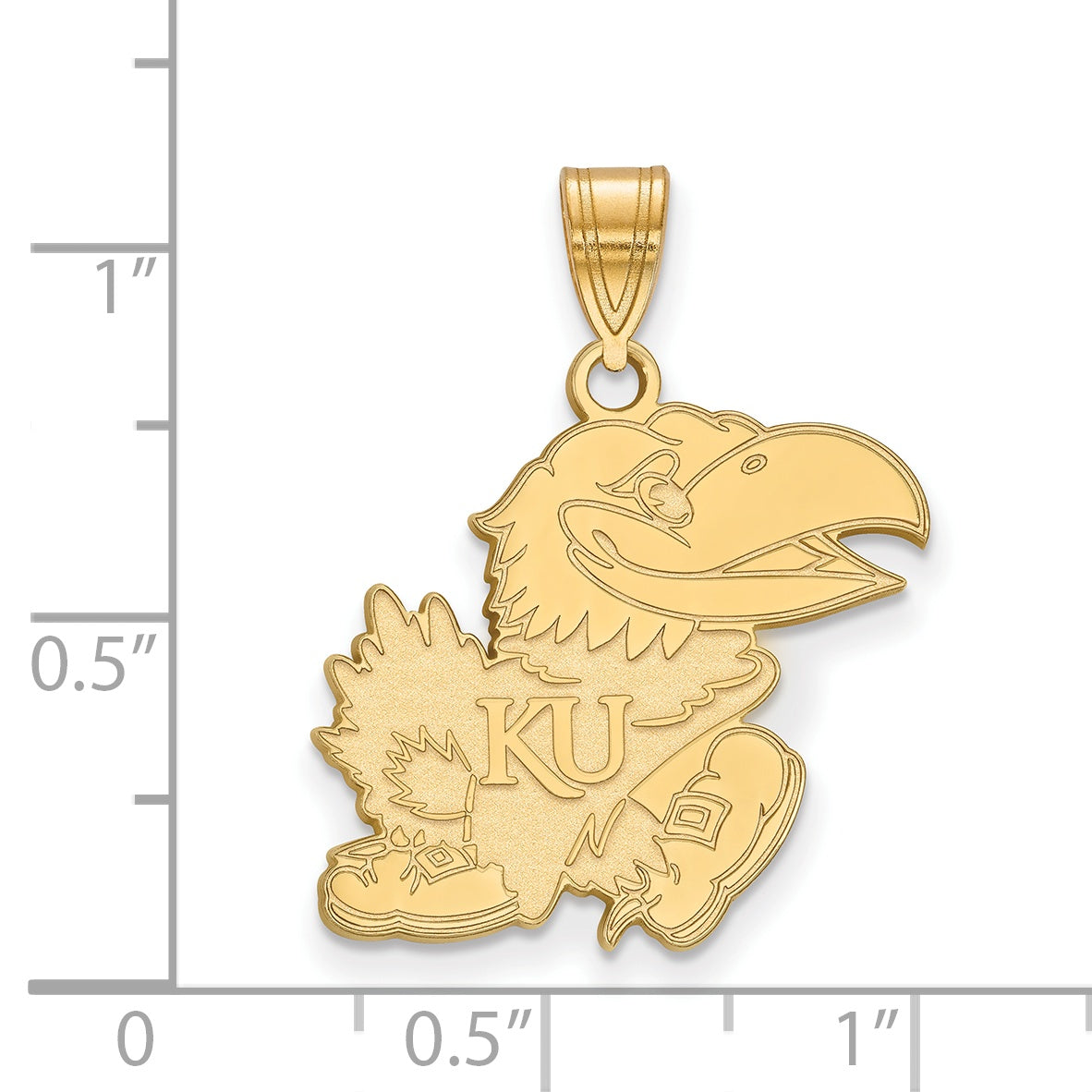 Gold Plated Sterling Silver Logoart University Of Kansas Jayhawk Large Pendant