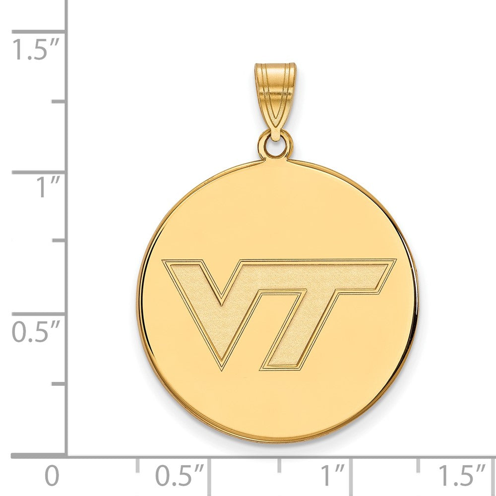 Gold Plated Sterling Silver Logoart Virginia Tech V T Extra Large Disc Pendant