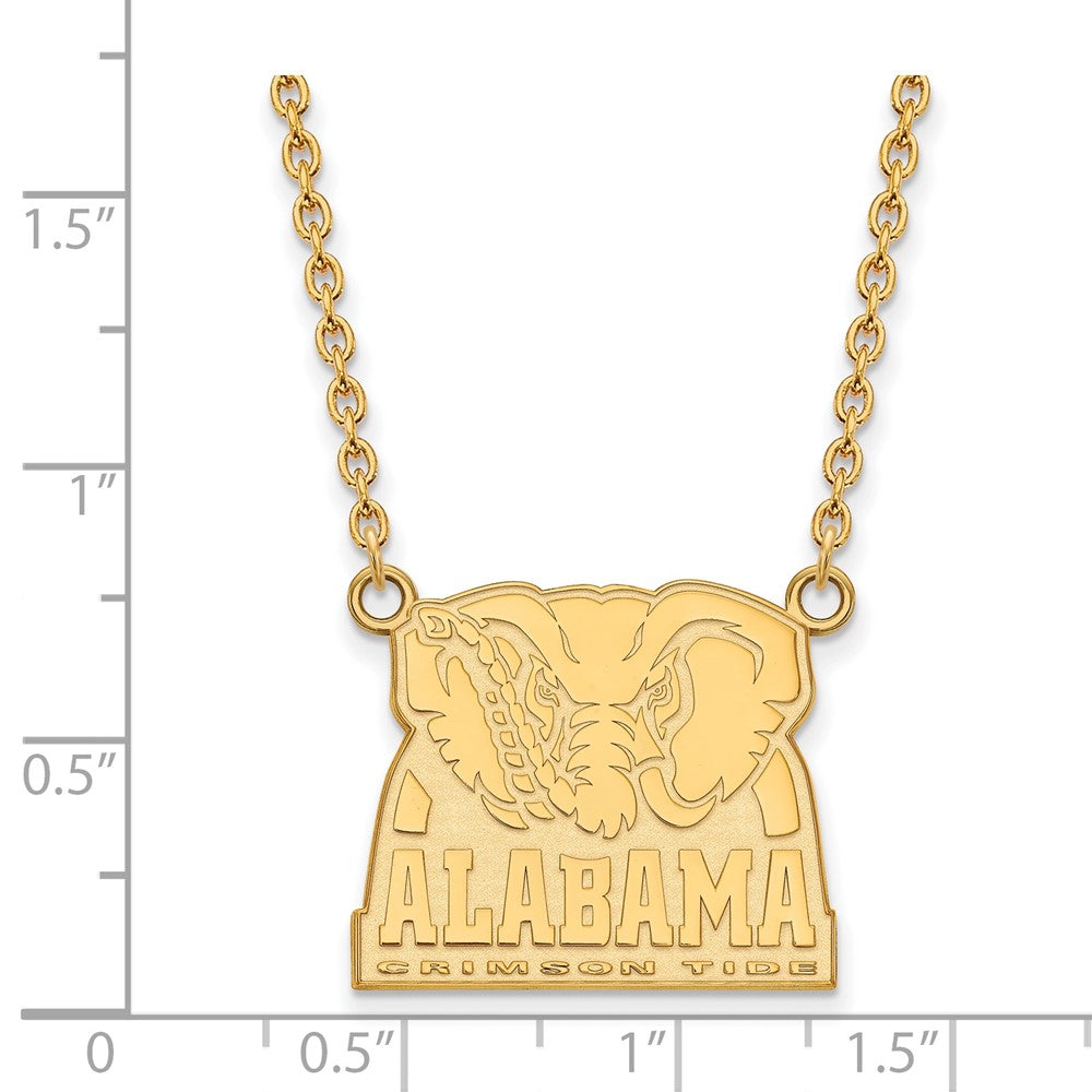 Gold Plated Sterling Silver Logoart University Of Alabama Elephant Large Pendant 18 Inch Necklace