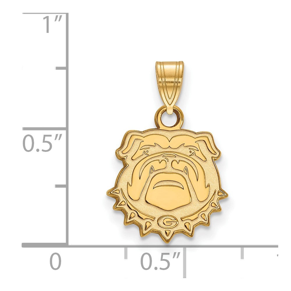 Gold Plated Sterling Silver Logoart University Of Georgia Bulldog Small Pendant