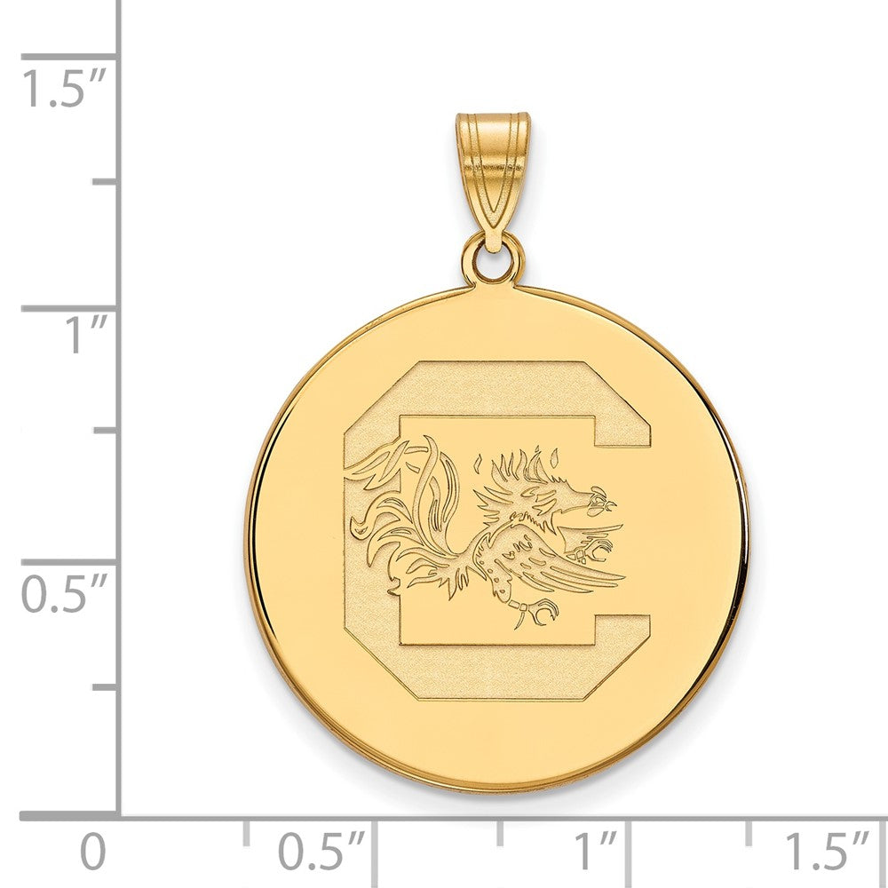 Gold Plated Sterling Silver Logoart University Of South Carolina Extra Large Disc Pendant