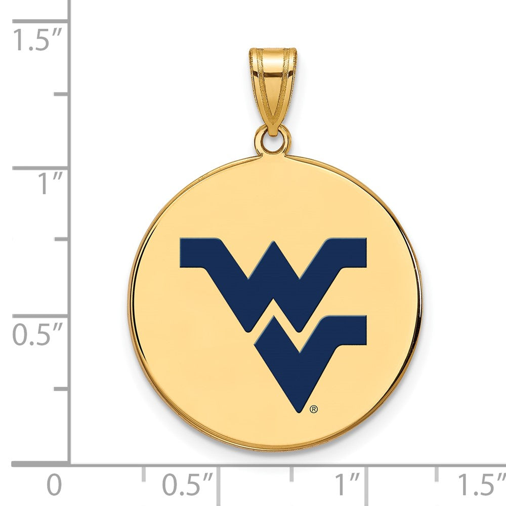 Gold Plated Sterling Silver Logoart West Virginia University W V Large Enameled Disc Pendant