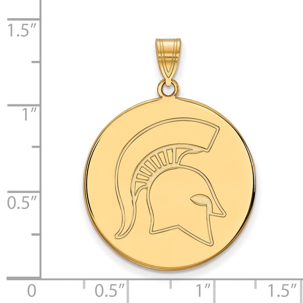 10K Yellow Gold Logoart Michigan State University Spartan Extra Large Disc Pendant