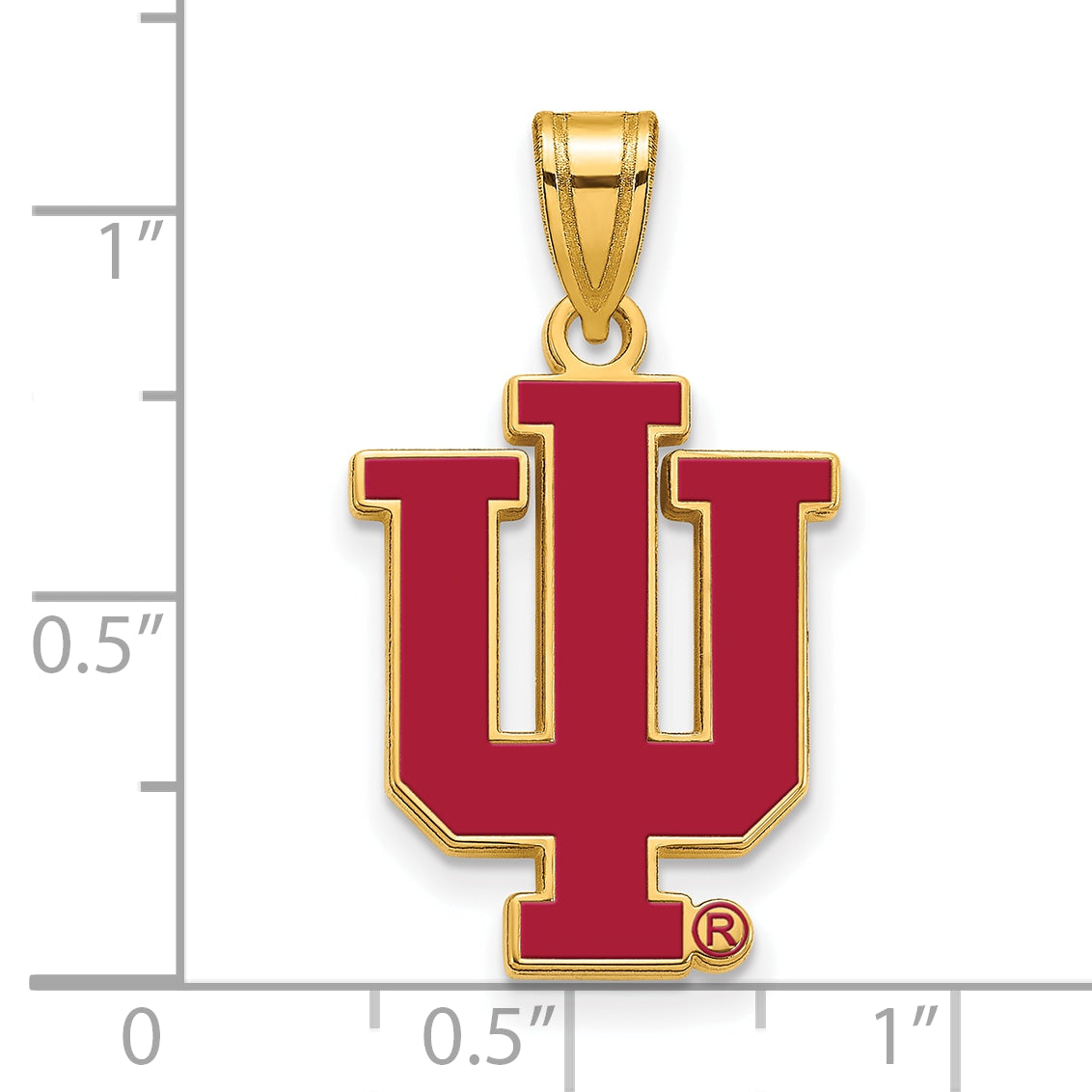 Gold Plated Sterling Silver Logoart Indiana University I U Large Enameled Pendant