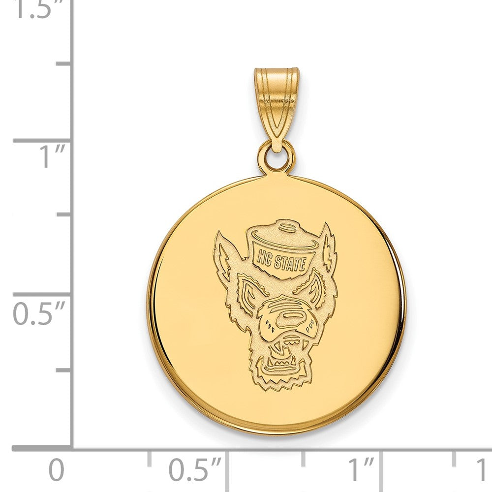 Gold Plated Sterling Silver Logoart North Carolina State University Wolf Large Disc Pendant