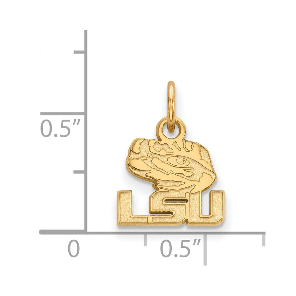 10K Yellow Gold Logoart Louisiana State University L S U Tiger Eye Extra Small Pendant