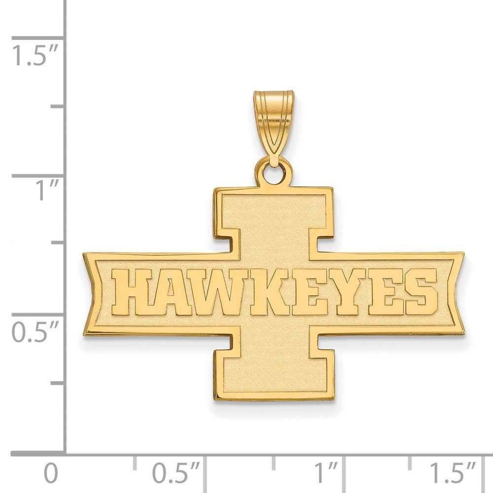 Gold Plated Sterling Silver Logoart University Of Iowa Hawkeyes Medium Pendant
