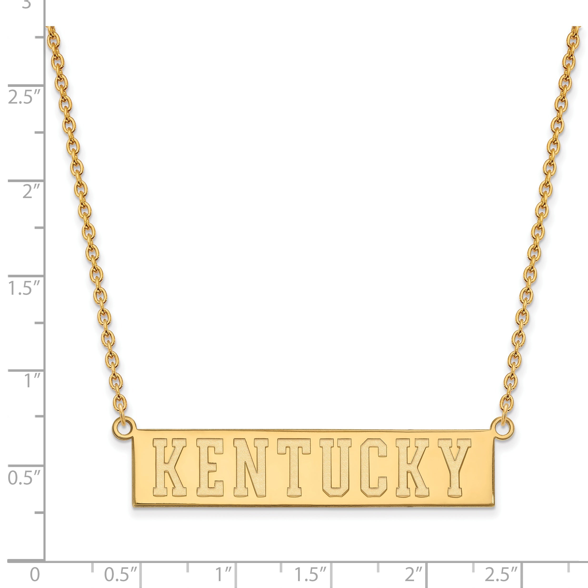 Gold Plated Sterling Silver Logoart University Of Kentucky Large Bar Pendant 18 Inch Necklace
