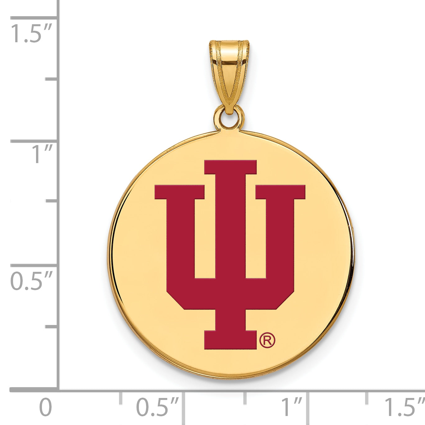 Gold Plated Sterling Silver Logoart Indiana University I U Extra Large Enameled Disc Pendant