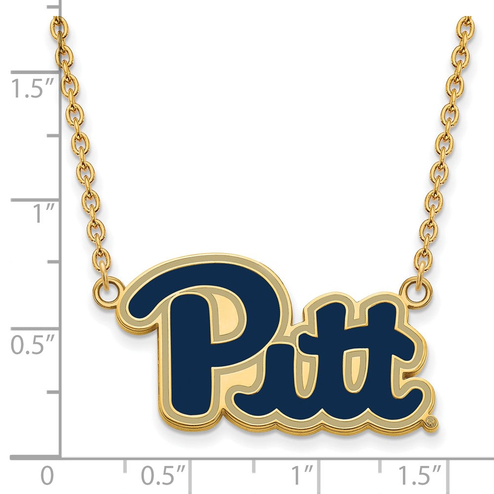 Gold Plated Sterling Silver Logoart University Of Pittsburgh Lg Enameled Pendant 18 Inch Necklace