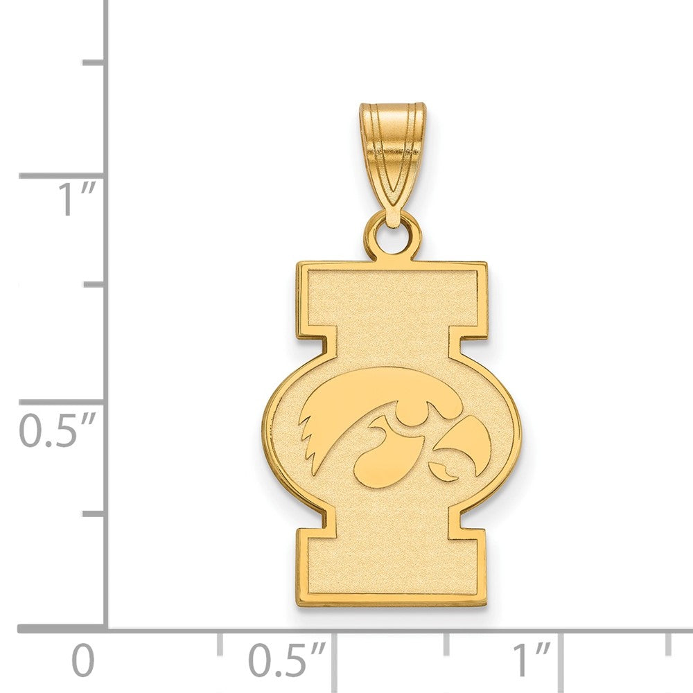 Gold Plated Sterling Silver Logoart University Of Iowa Large Pendant