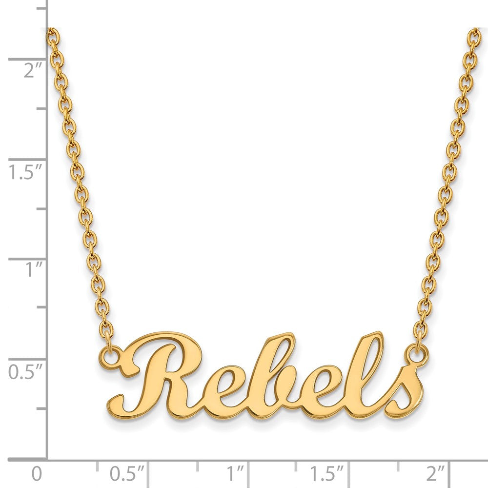 10K Yellow Gold Logoart University Of Mississippi Rebels Script Bar 18 Inch Necklace