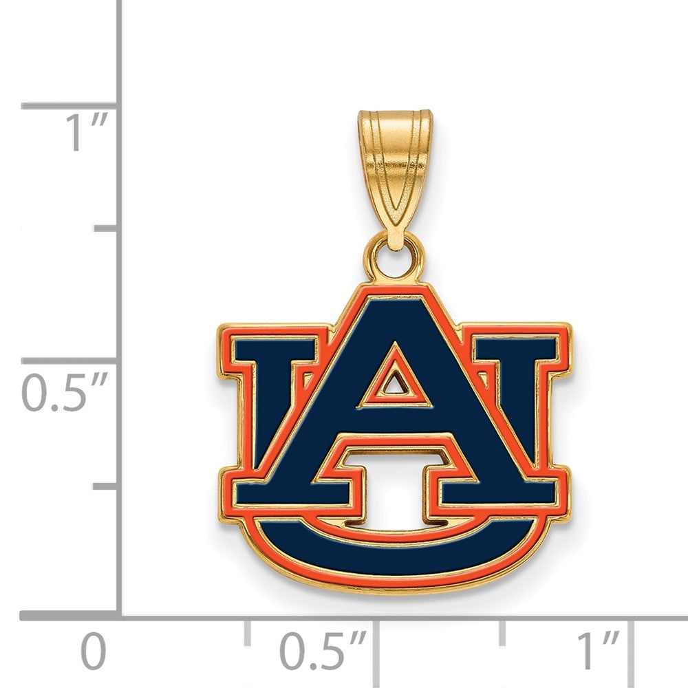 Gold Plated Sterling Silver Logoart Auburn University A U Medium Enameled Pendant